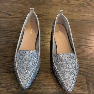 Aldo Silver Sparkle Glitter Loafer